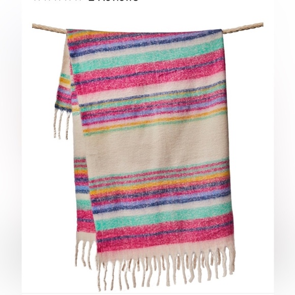 Free People Colorful Skye Stripe Throw Blanket Wrap, NWT - Picture 4 of 11